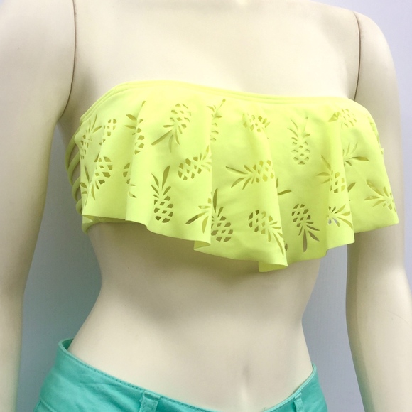 unknown Other - yellow pineapple bikini swimsuit top ruffle S-M